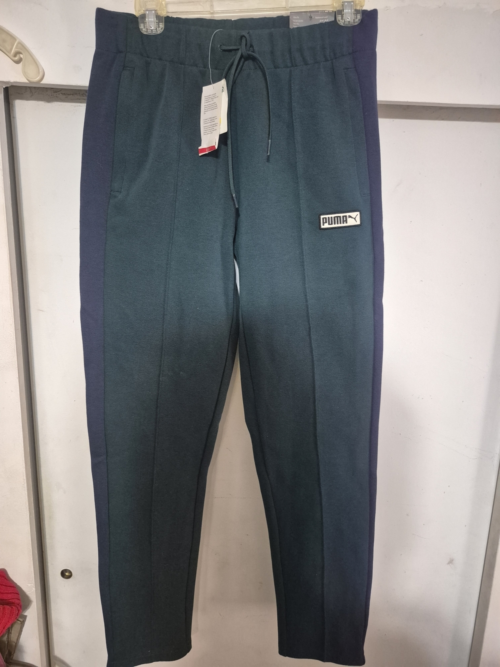 Puma Men’s Dark Green Joggers with Navy Side Panels